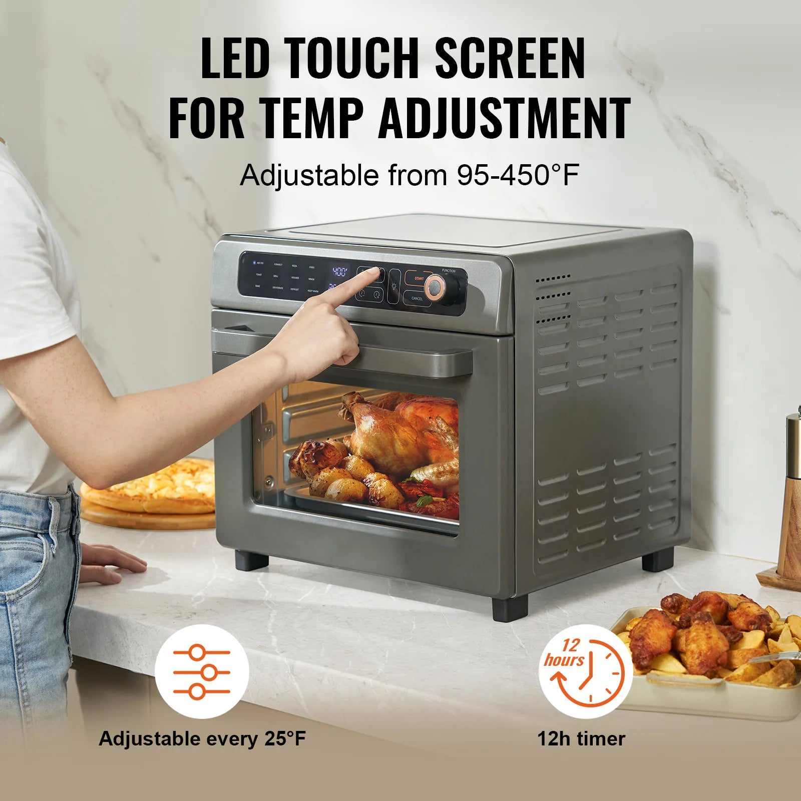 Air Fryer, Toaster Oven, Convection Oven 1700W Stainless
