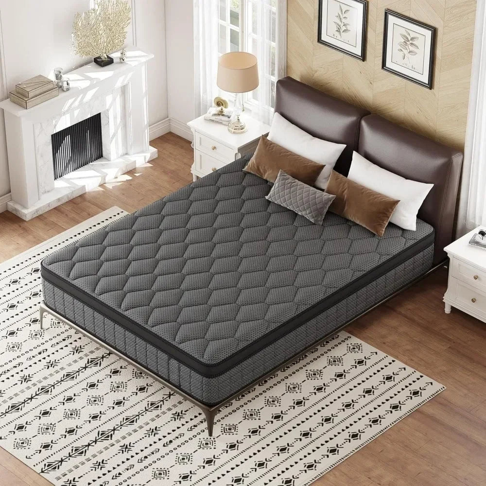 Mattress 14 Inch Hybrid Mattress in a Box，Medium Firm Mattresses with Gel Memory Foam & Pocket Springs, Pressure Customized