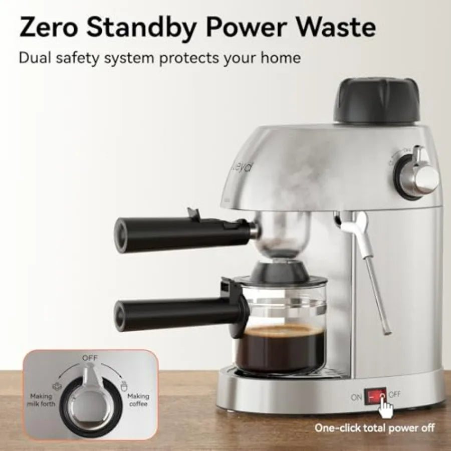 Espresso Cappuccino Machine, 4-Cup Stainless