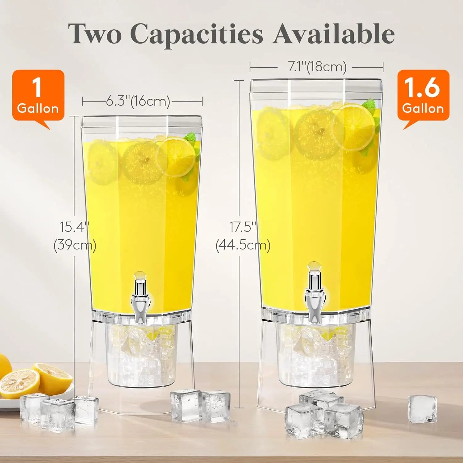 Drink Dispenser Set, 1.6 Gal Clear w/ Stand BPA-Free