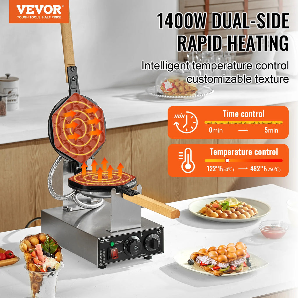 Waffle Maker Egg Bubble 1400W Non-Stick