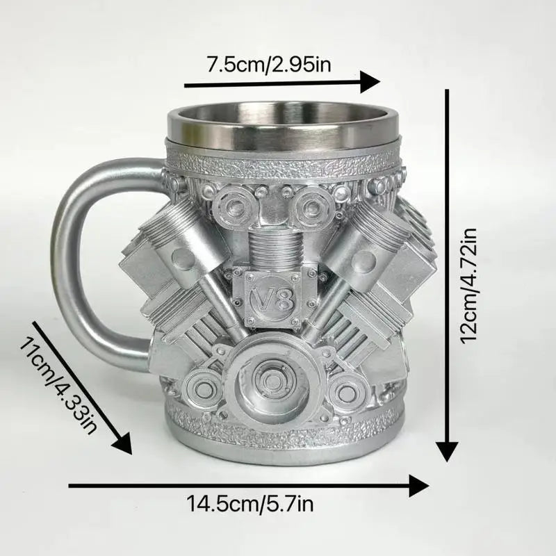 Mug, Stainless Steel Car Lovers V8 Engines