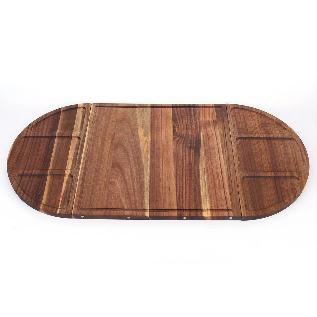 Acacia Wood Serving Tray Charcuterie Tray Multi-Function Charcuterie Platter with Grooves Magnetic for Fruits Vegetables