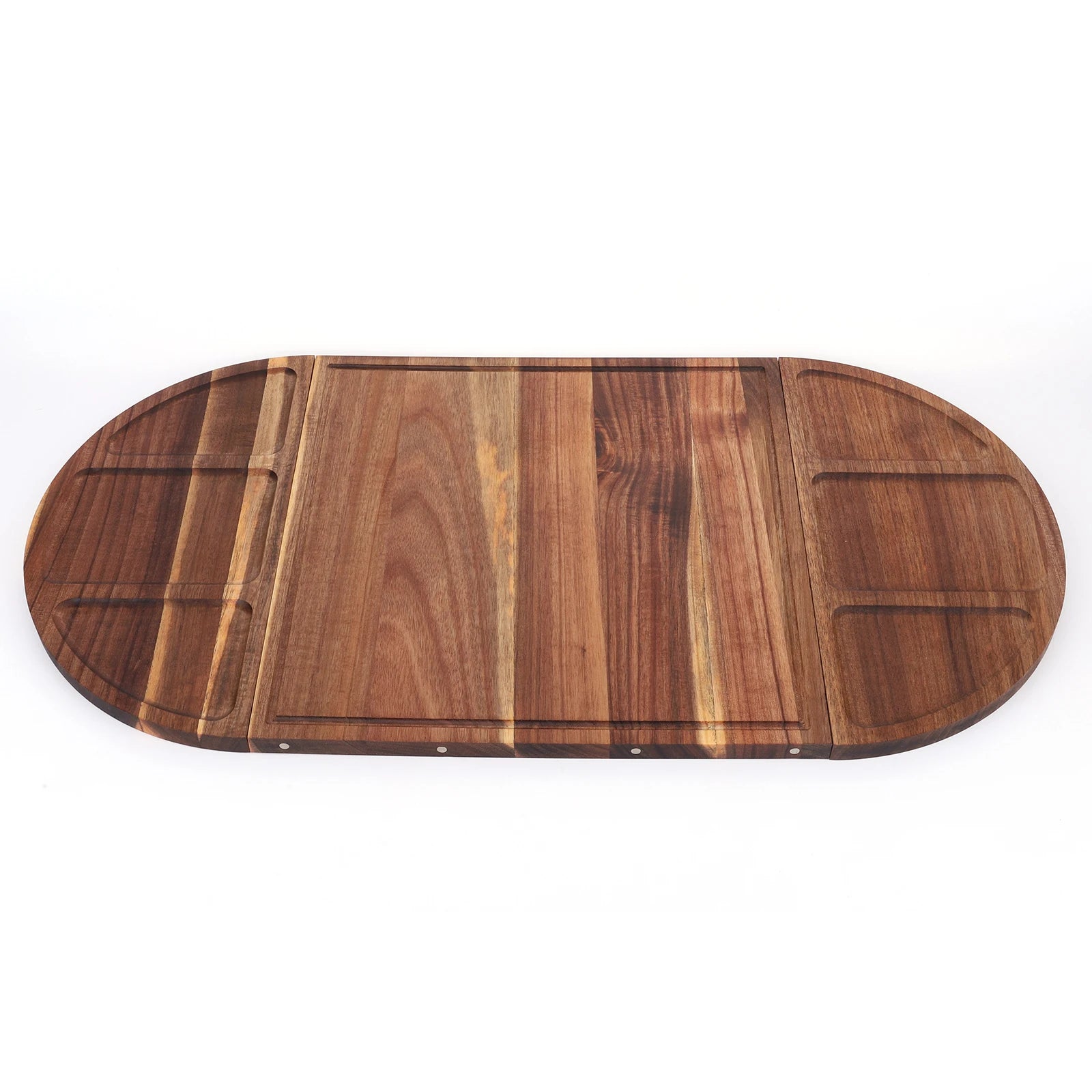 Acacia Wood Serving Tray Charcuterie Tray Multi-Function Charcuterie Platter with Grooves Magnetic for Fruits Vegetables