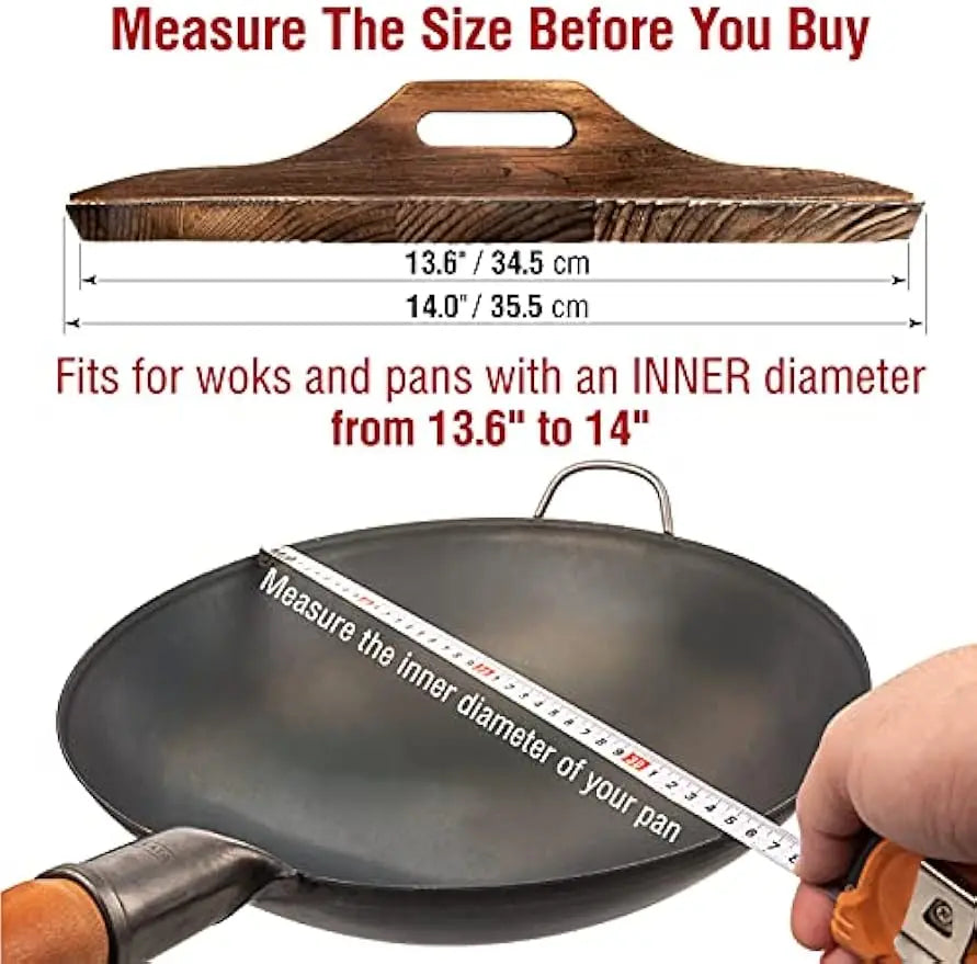 Wok Lid Wood 14 Inch Ergonomic