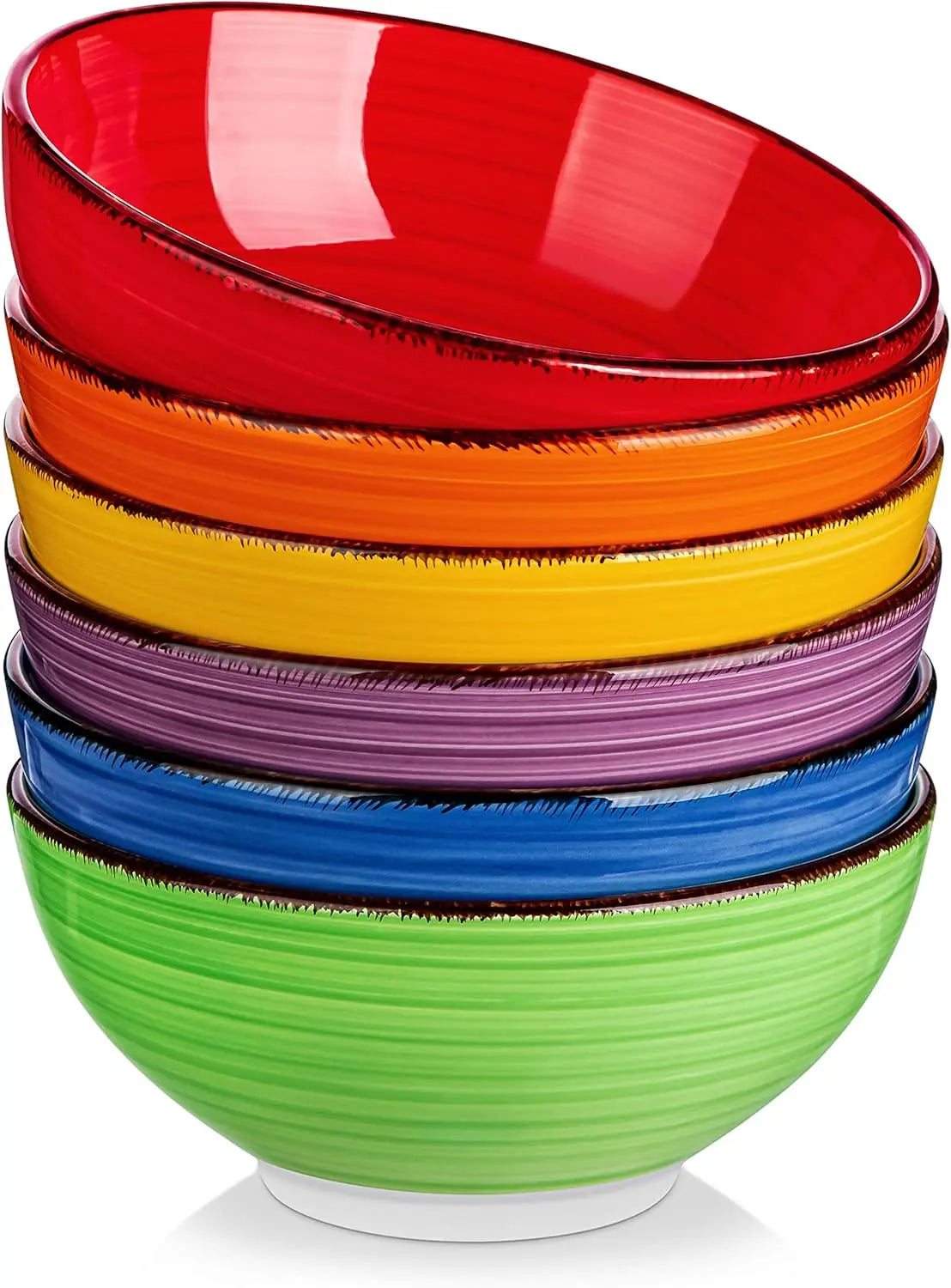 Soup Bowls, Set of 6 Colorful Ceramic