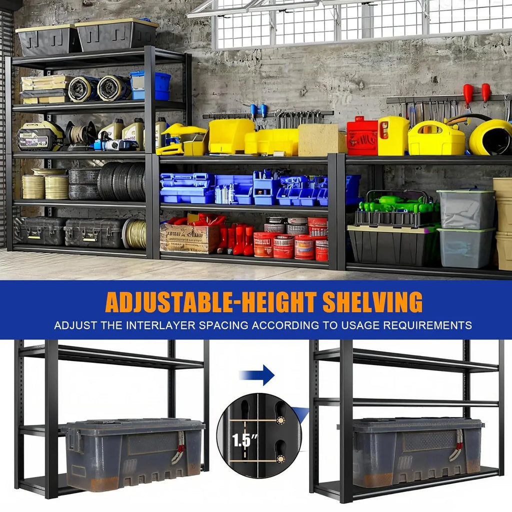 3050LBS Heavy Duty Metal Garage Shelving 5-Tier Adjustable Storage Rack 24x55x84in, Customized