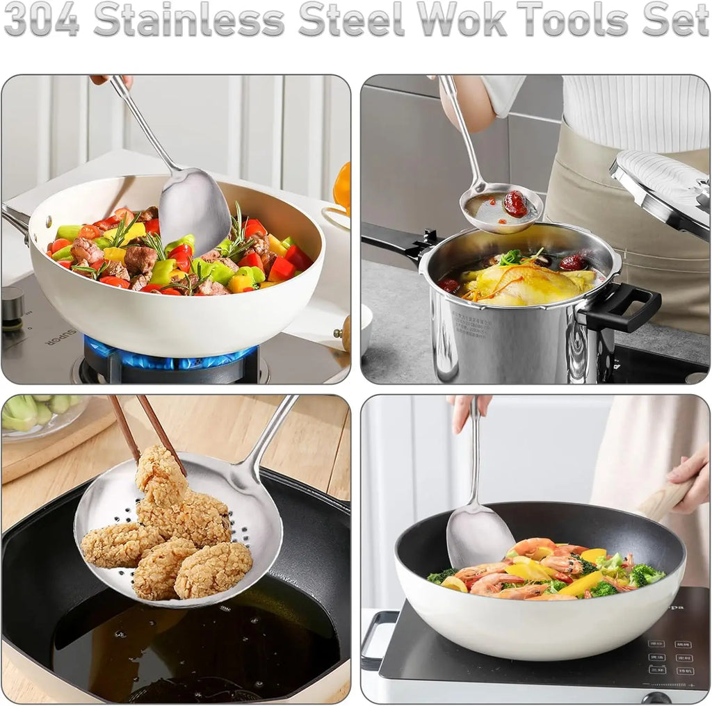 Wok Utensils, 4-Piece Stainless Steel