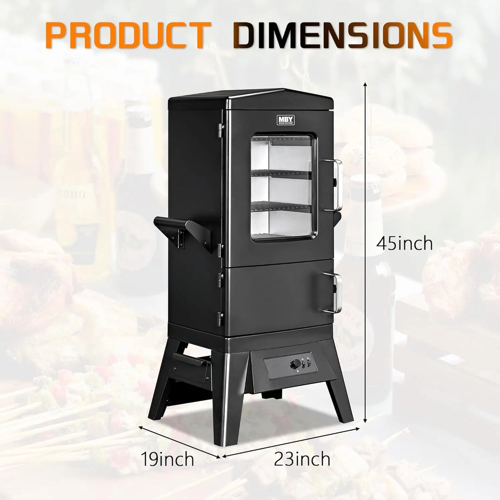 Smoker Grill, 4-Rack BBQ Electric w/ Meat Probe, Wood Chip Loader