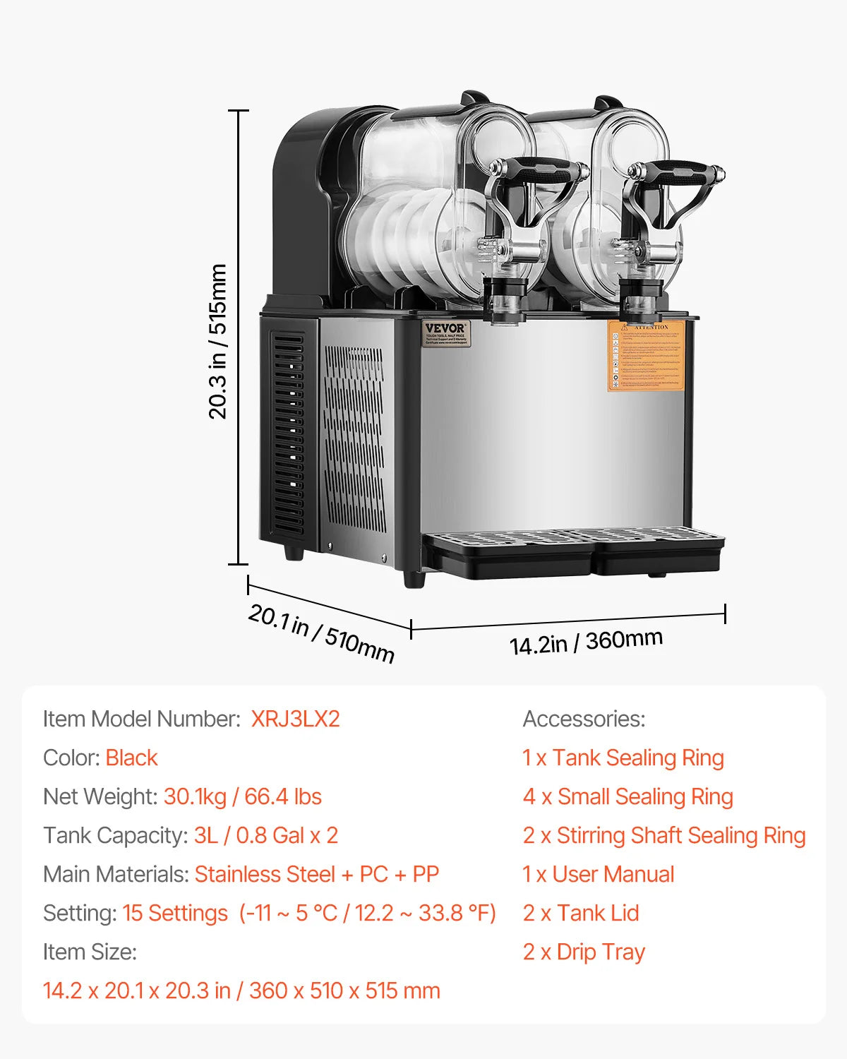 Slushy Machine, 1-3 Tanks Stainless Margarita Smoothie Frozen Drink Maker