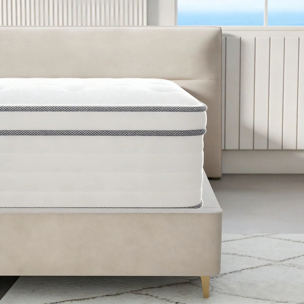 King Full Queen Mattress 14\12\10 inch - Pain-Relieving Hybrid Mattress for Extra Lumbar & Hip Support