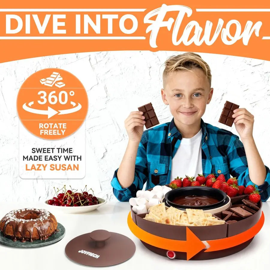 Fondue Pot Electric Rotating 4 Trays