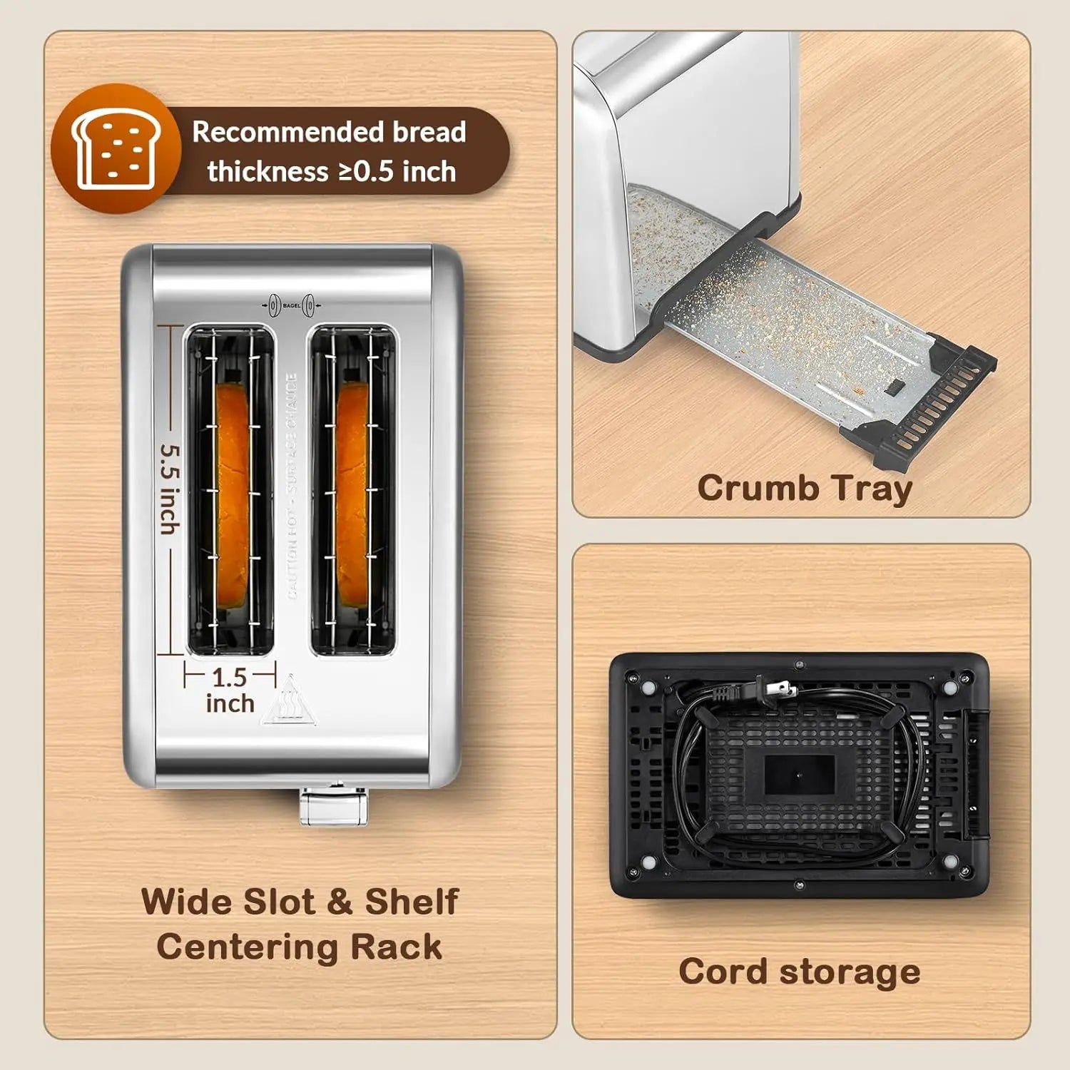 Toaster 2-Slot Smart Wide-Slot, Stainless Steel