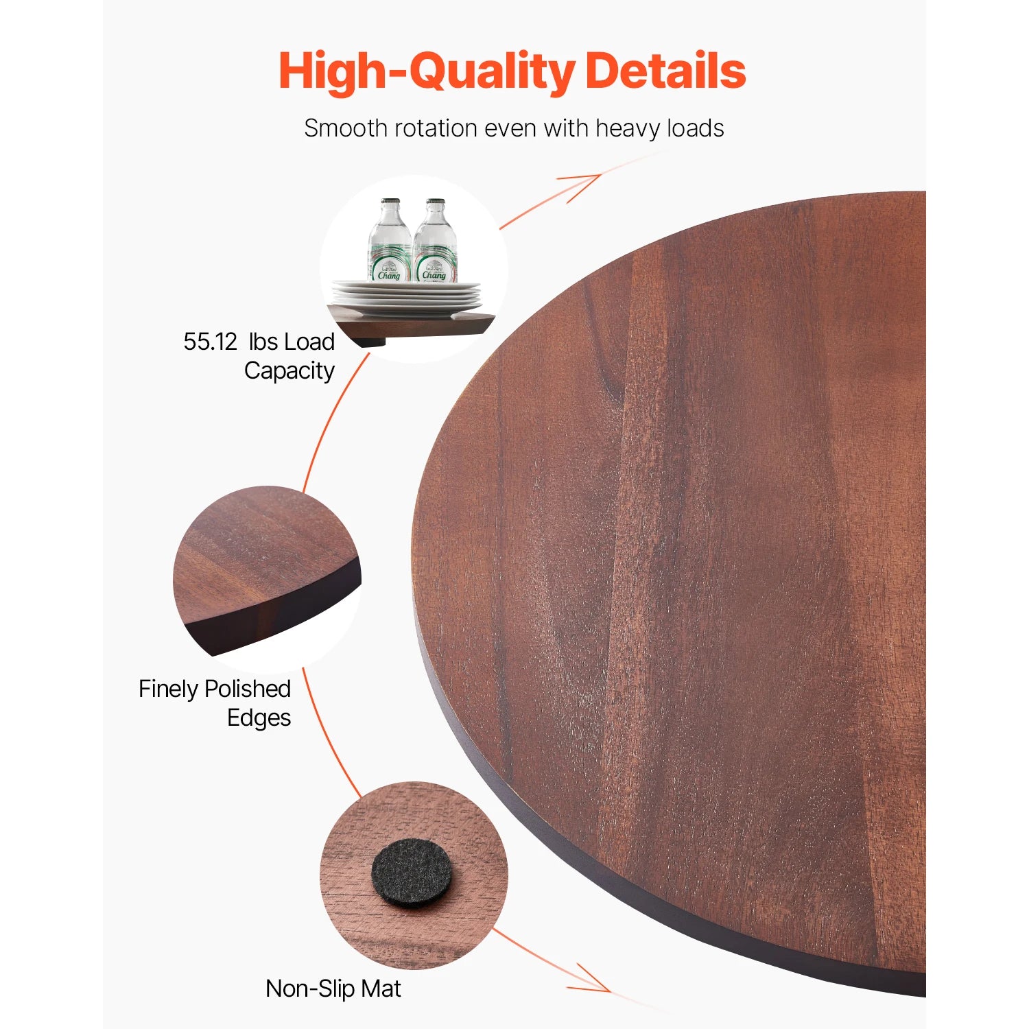 Lazy Susan Turntable 24 in Wood Clear