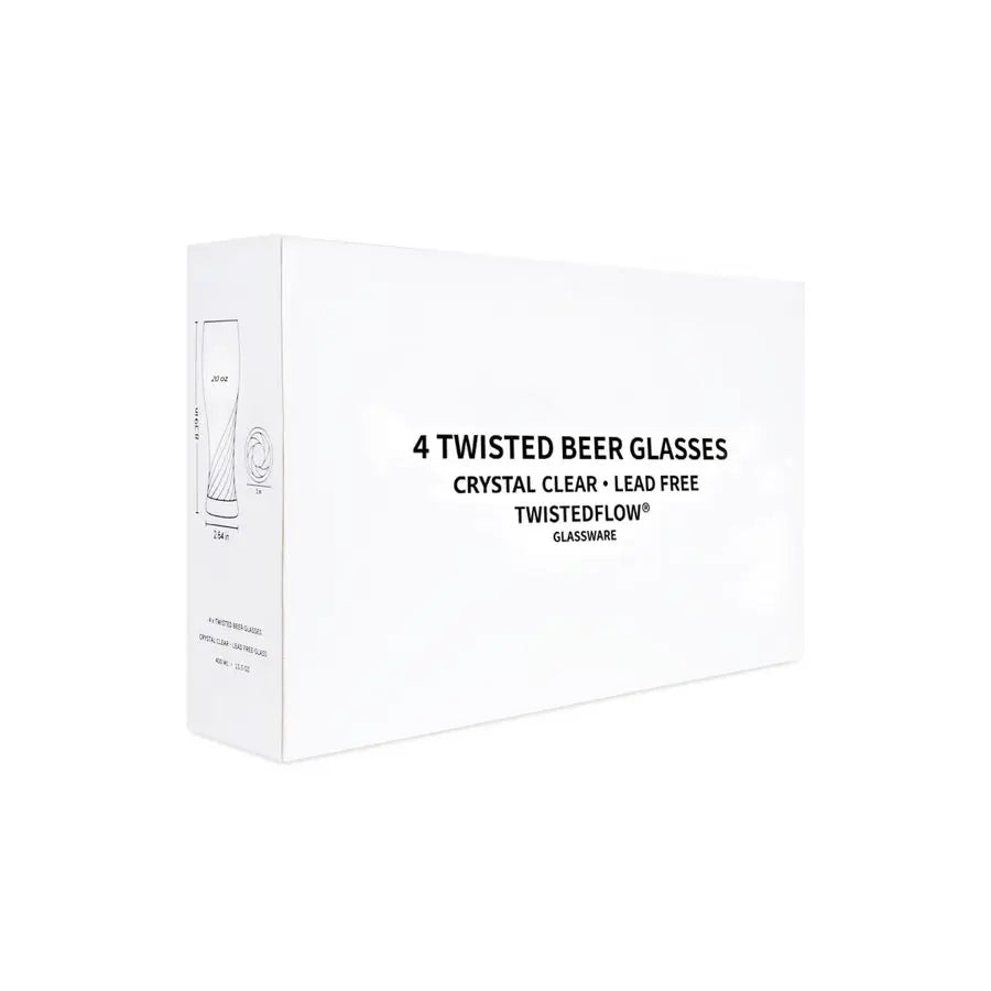 Glasses Set of 4 20 oz Beer Twisted Crystal, Gift box