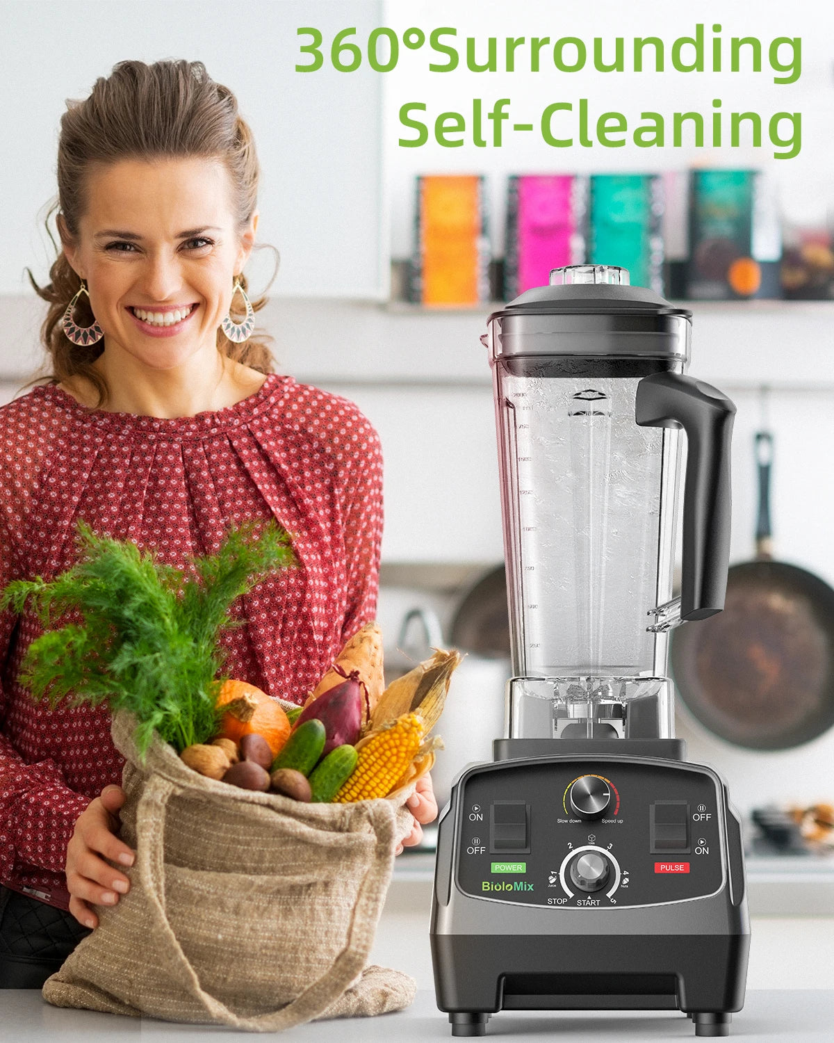 Blender Mixer Juicer, Timer2L Fruit Food Processor Ice Smoothies BPA Free