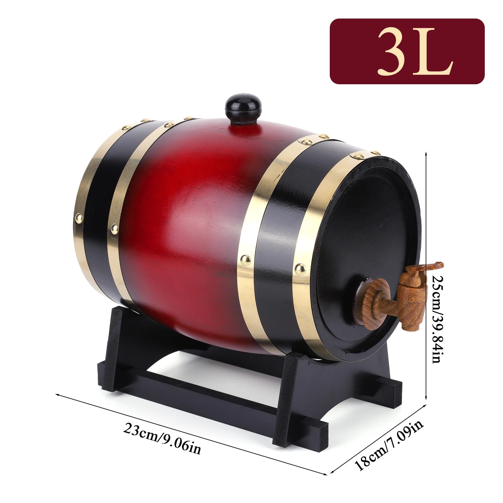 Wooden Whiskey Barrel Bracket Retro Faucet 3L