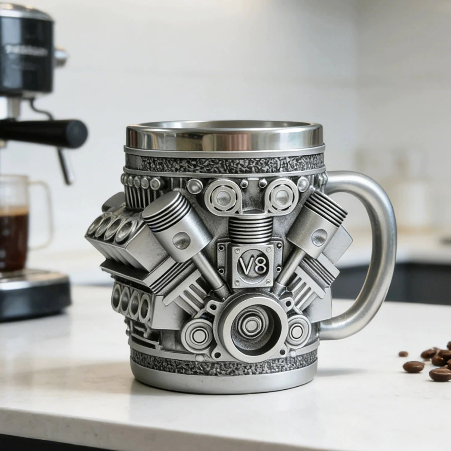 Mug, Stainless Steel Car Lovers V8 Engines
