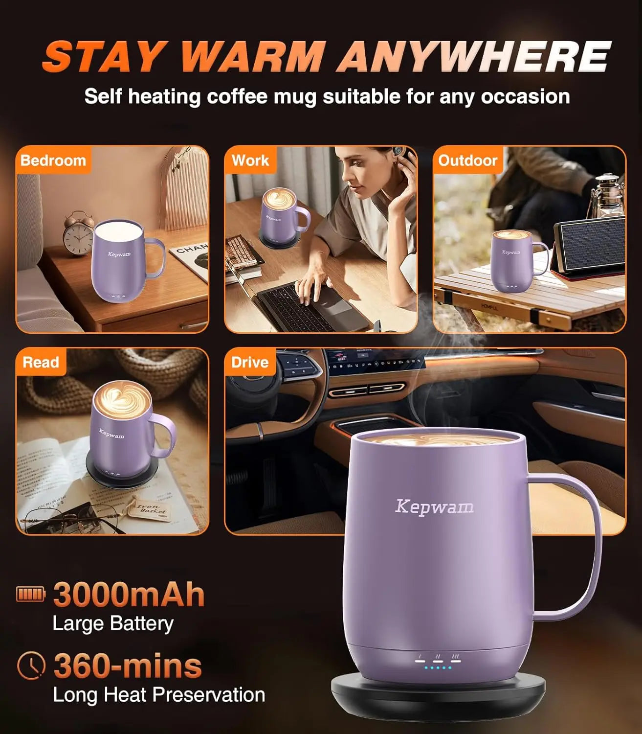 Mug, Self-Heating 16 oz Smart Temp Battery Gift