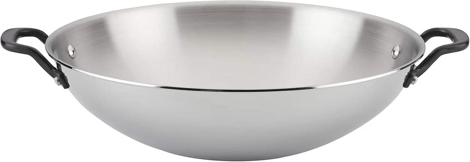 Wok, 15 in Stainless Steel Induction Compatible, Dishwasher Safe