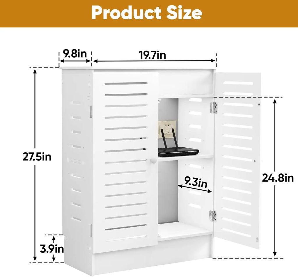Floor Standing Router Storage Cabinet Box Modem Power Strip Cable Management Organizer for Home Office White Customized