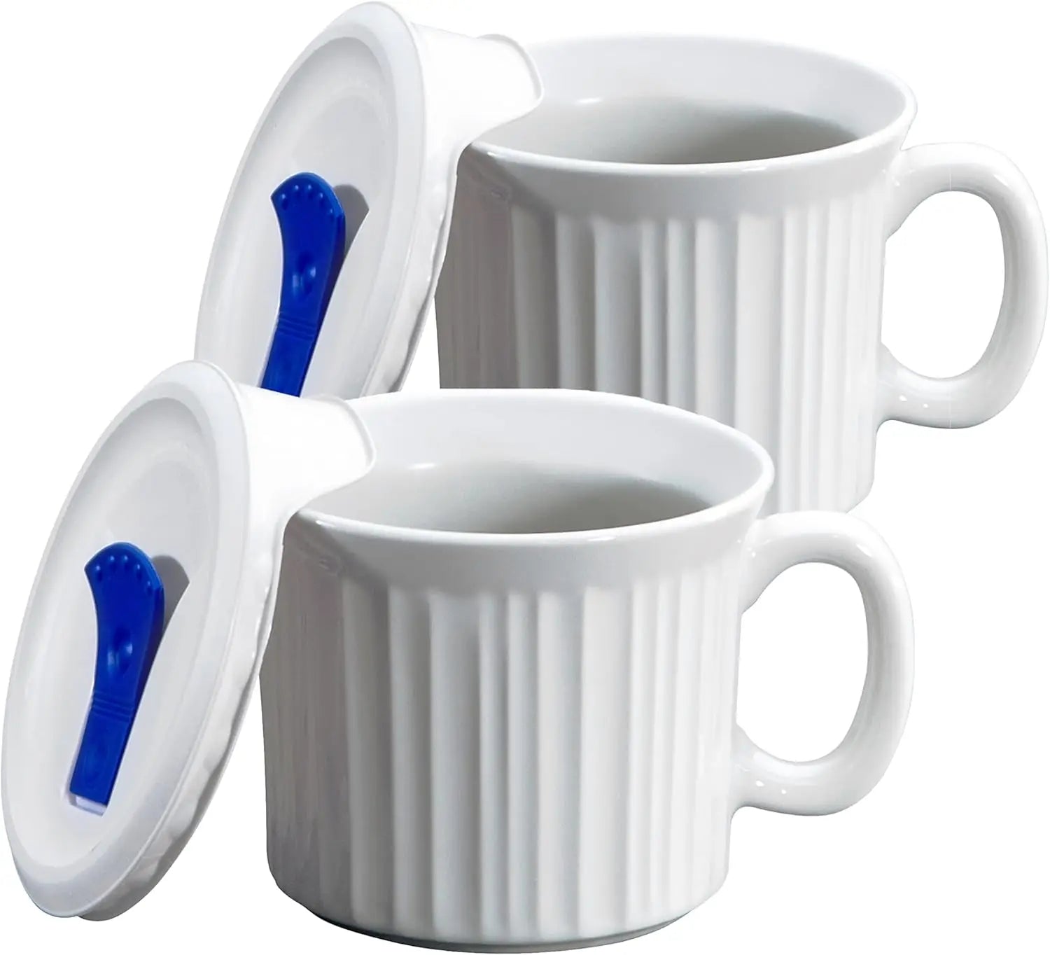 Mugs w/ Lids, 2-Pack 20oz Meal, BPA-Free, French White Ceramic