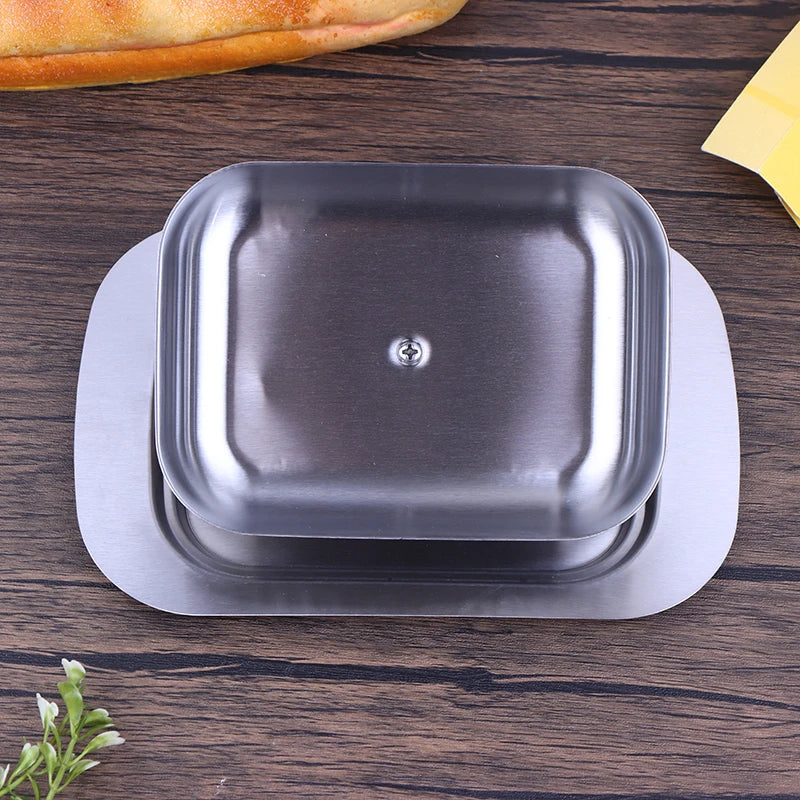 Butter Dish w/ Lid Retro French Stainless Steel