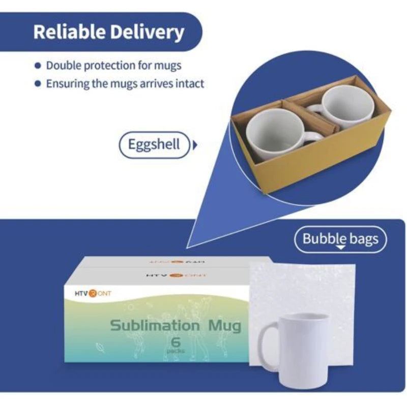 Mugs, 6-pack 11 oz White Ceramic