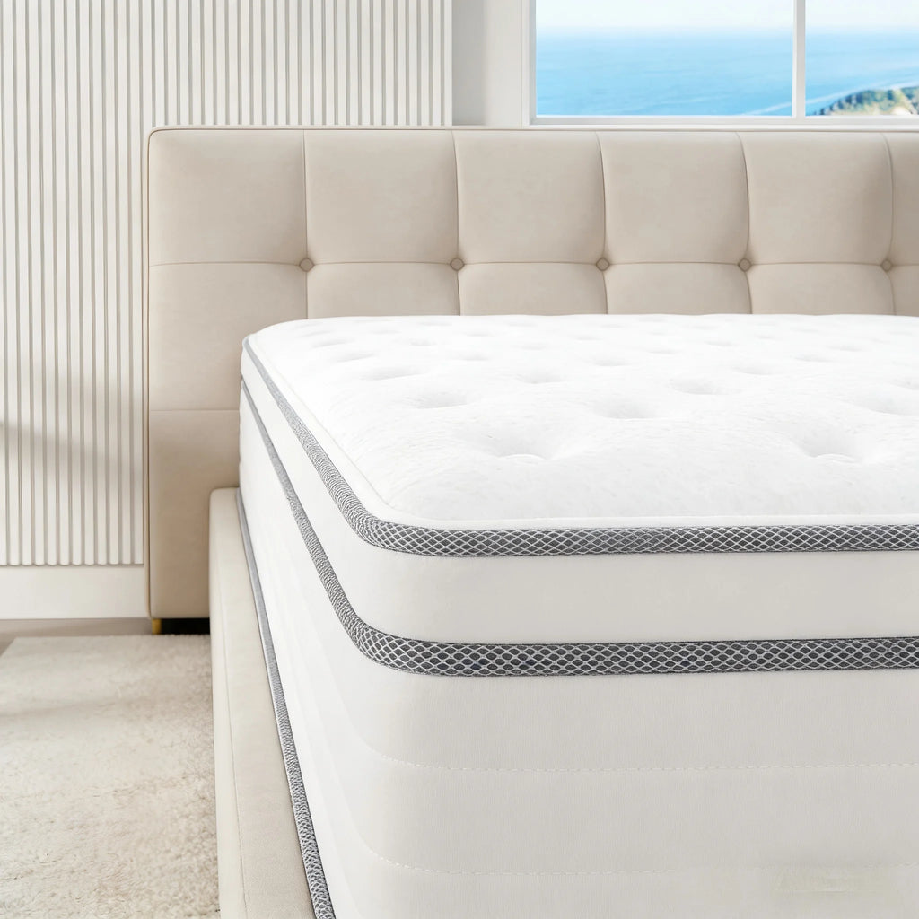 Queen King Full size Mattress 12 Inch, Hybrid Mattress with Individual Pocket Springs and Memory Foam, Fiberglass Free