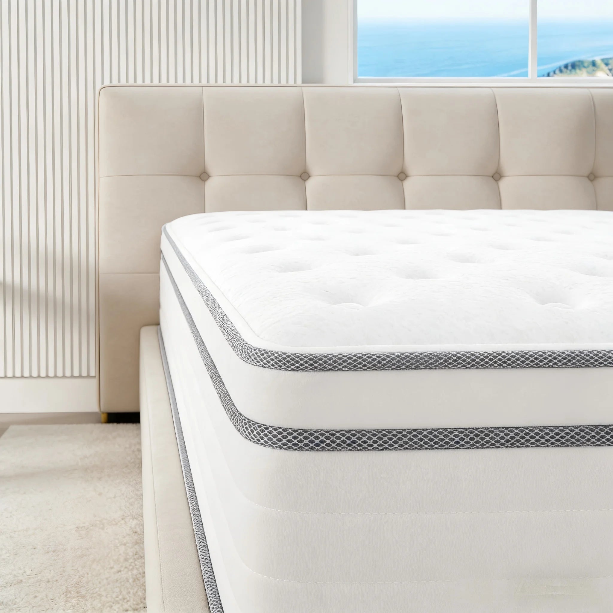 Queen King Full size Mattress 12 Inch, Hybrid Mattress with Individual Pocket Springs and Memory Foam, Fiberglass Free