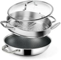 Wok w/ Glass Lid & Steamer, 12-In Non-stick Induction Compatible, Oven & Dishwasher Safe