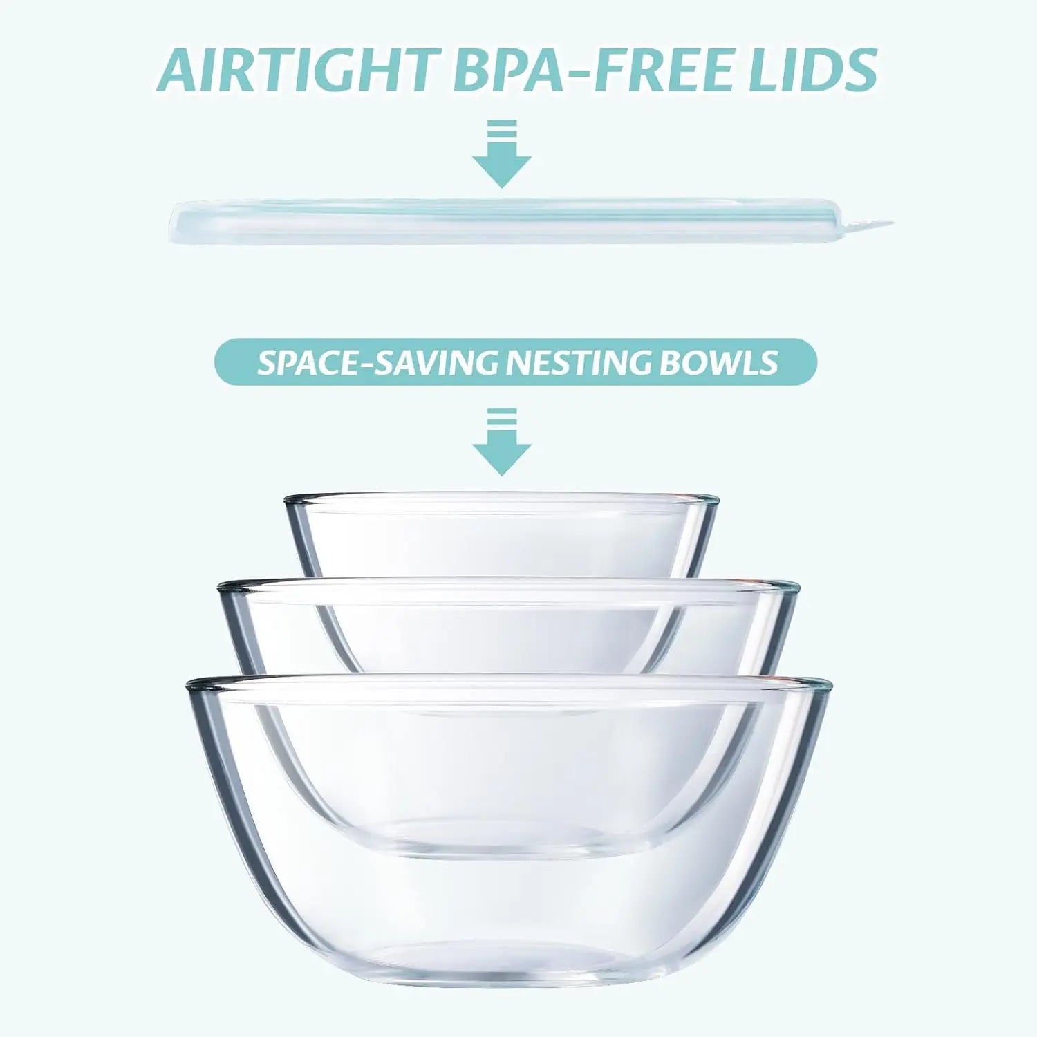 Mixing Bowls w/ Lids Glass Baking, Cooking & Storage