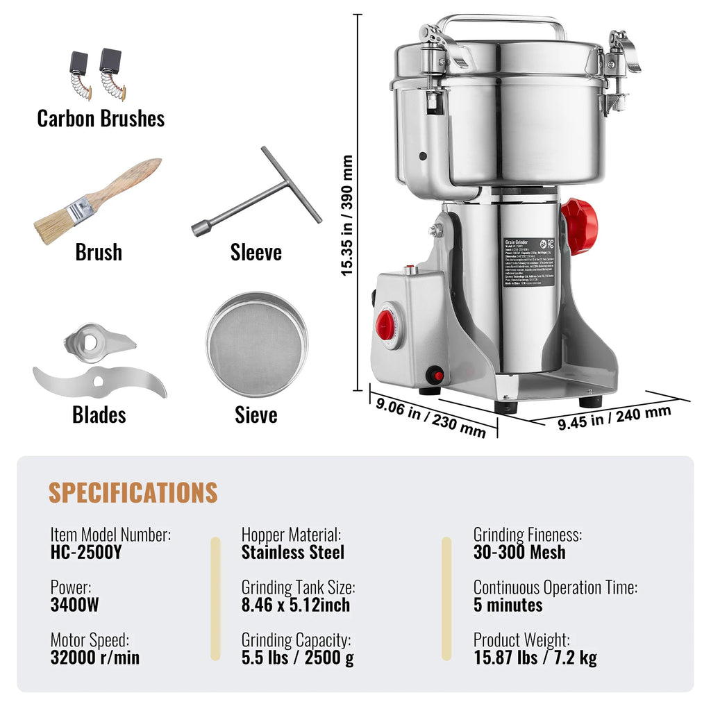 Grain Mill Grinder, Spices Herbs Grains Spices Cereals Coffee Corn