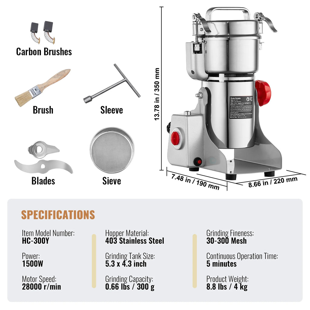 Grain Mill Grinder, Spices Herbs Grains Spices Cereals Coffee Corn