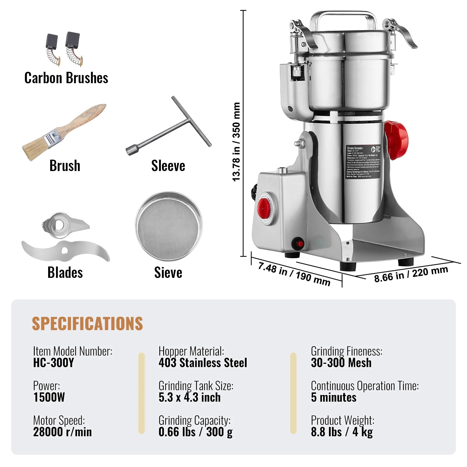 Grain Mill Grinder, Spices Herbs Grains Spices Cereals Coffee Corn
