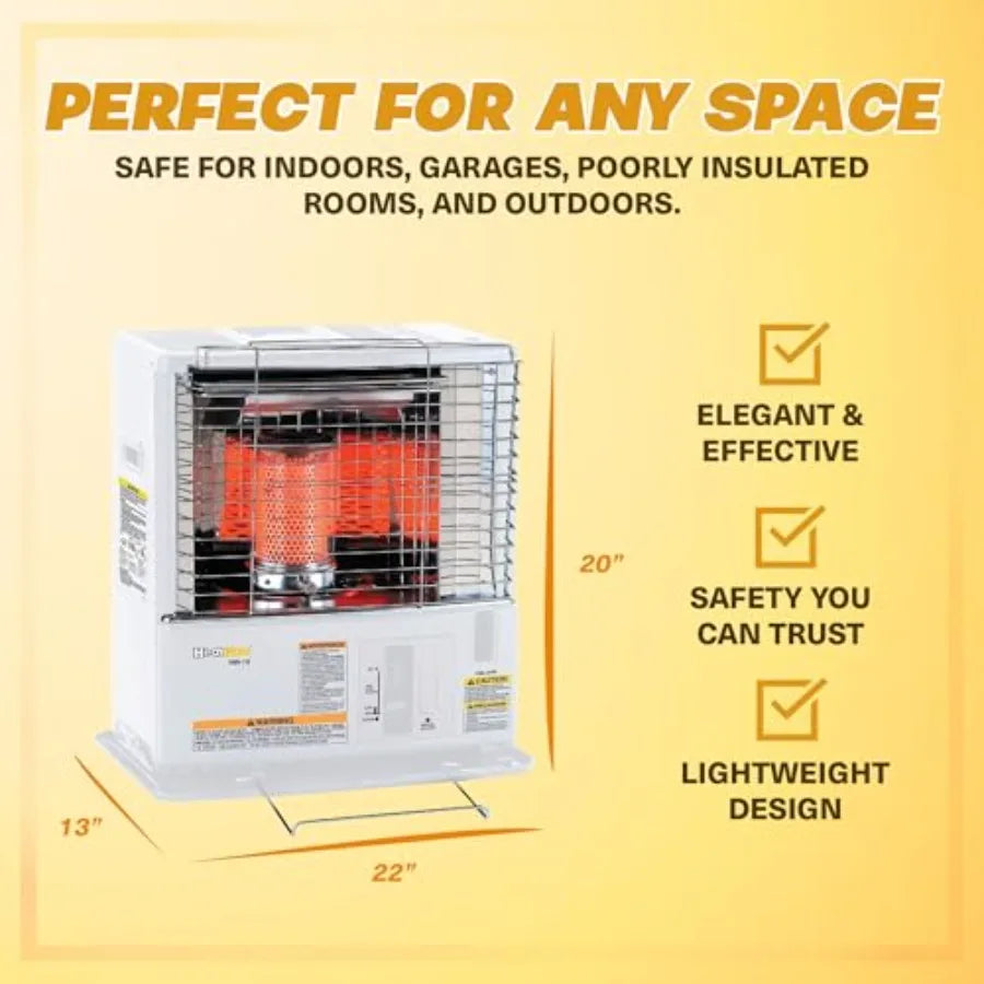 Space Heater, Indoor/Outdoor Kerosene Cordless Garage Basement White