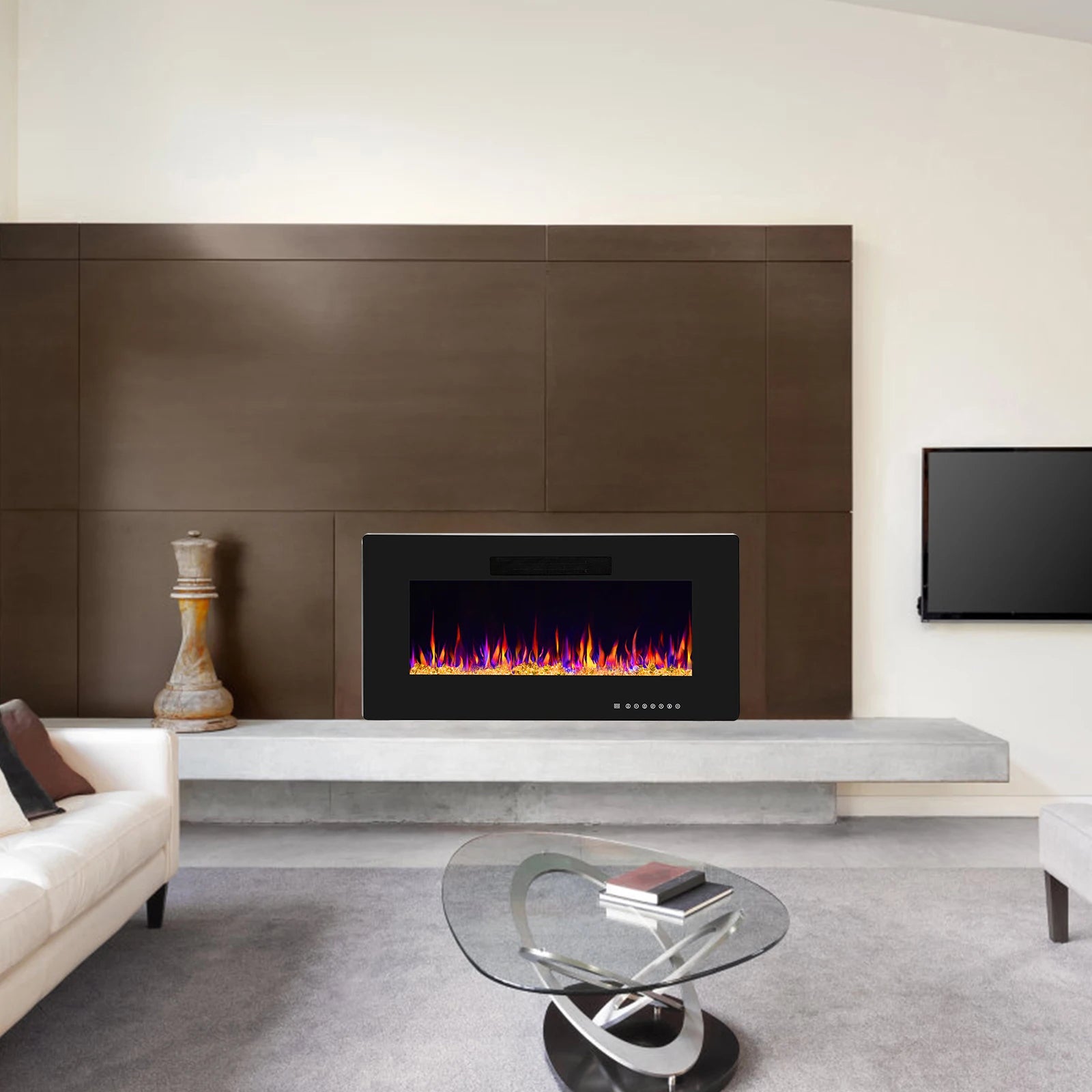 Electric Fireplace, 36" Wall Mounted, Quiet Ultra thin