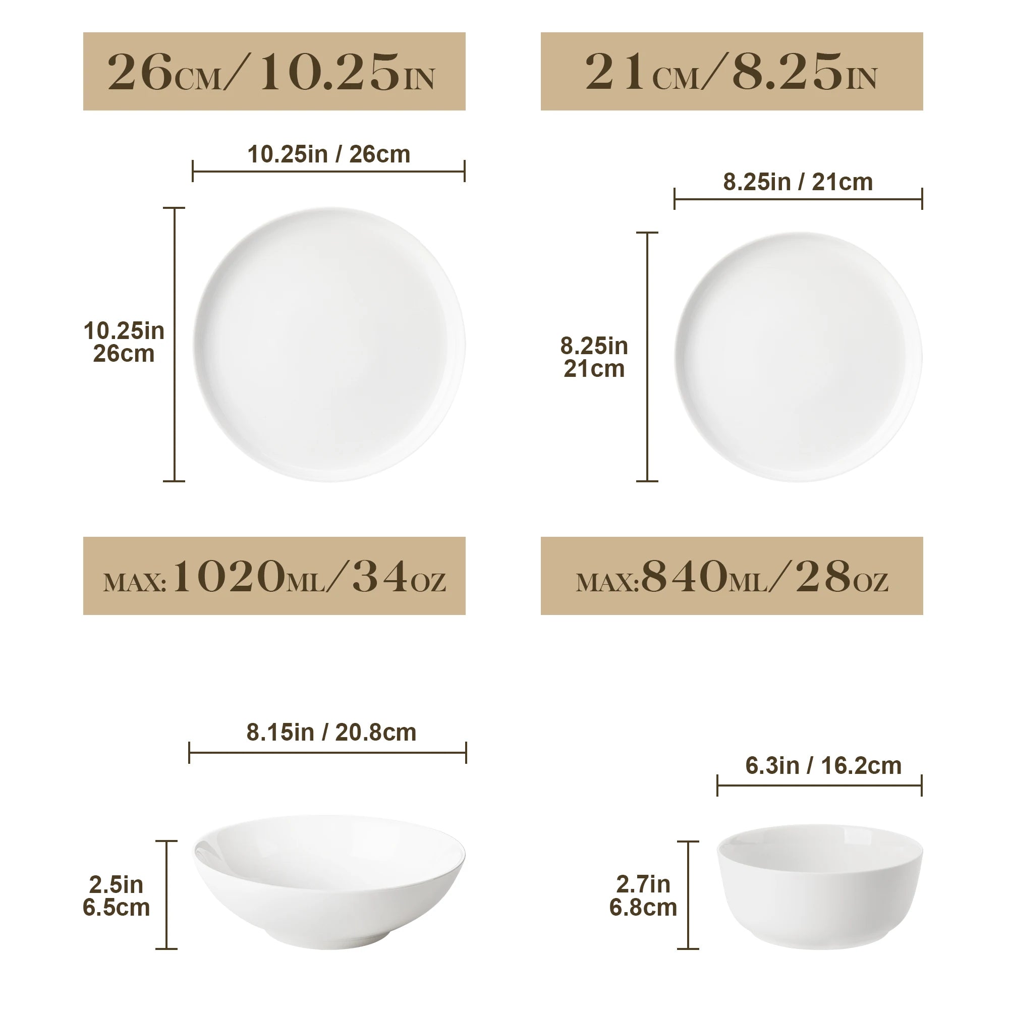 MALACASA 12/16/18/24 PCS Porcelain Plates Dinnerware Sets Ceramic Plates Set with 4/6 PCS Dinner Plate/Dessert/Cereal Bowl/Soup