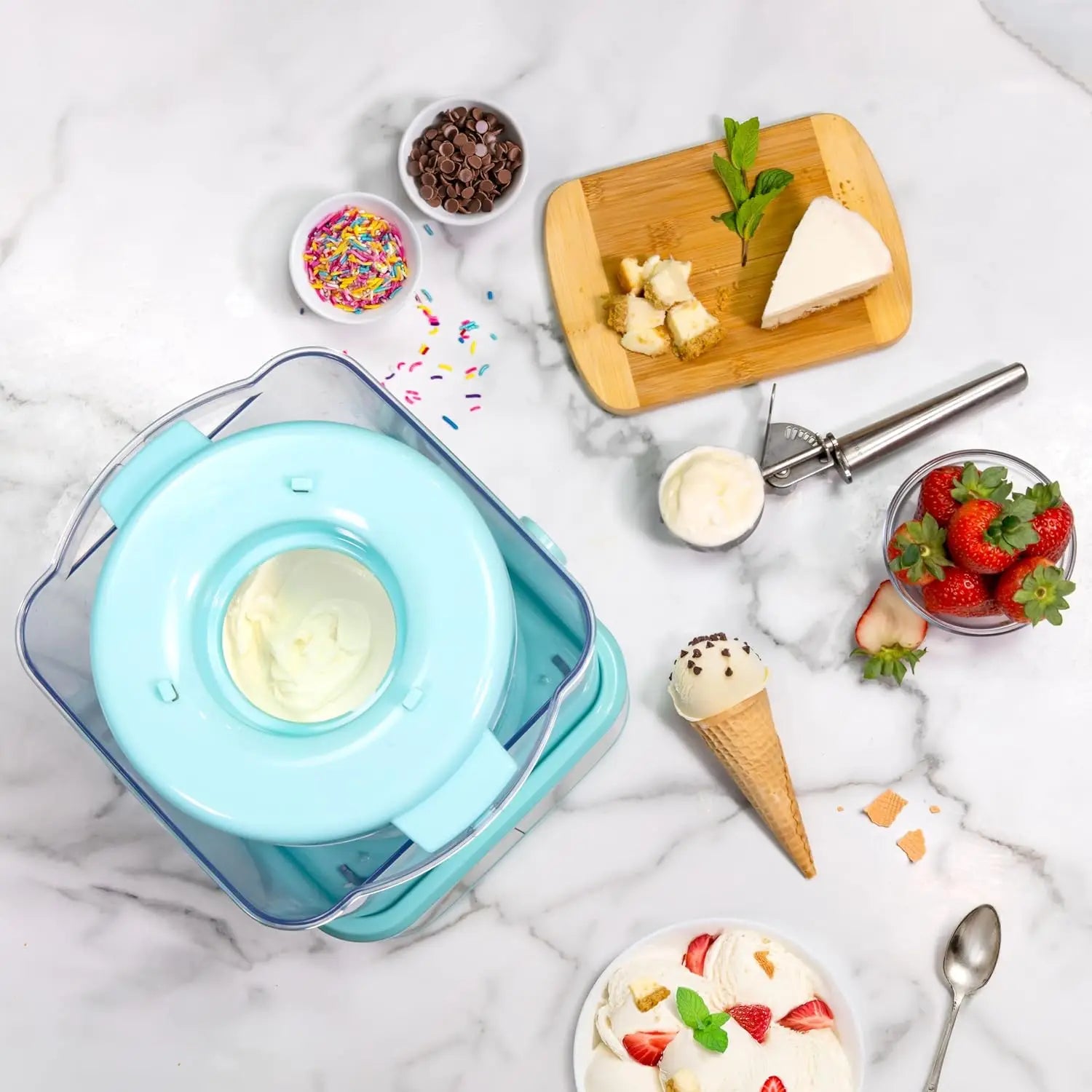 Electric Ice Cream Maker, 2-Qt, Sorbet, Soft Serve, Frozen Yogurt