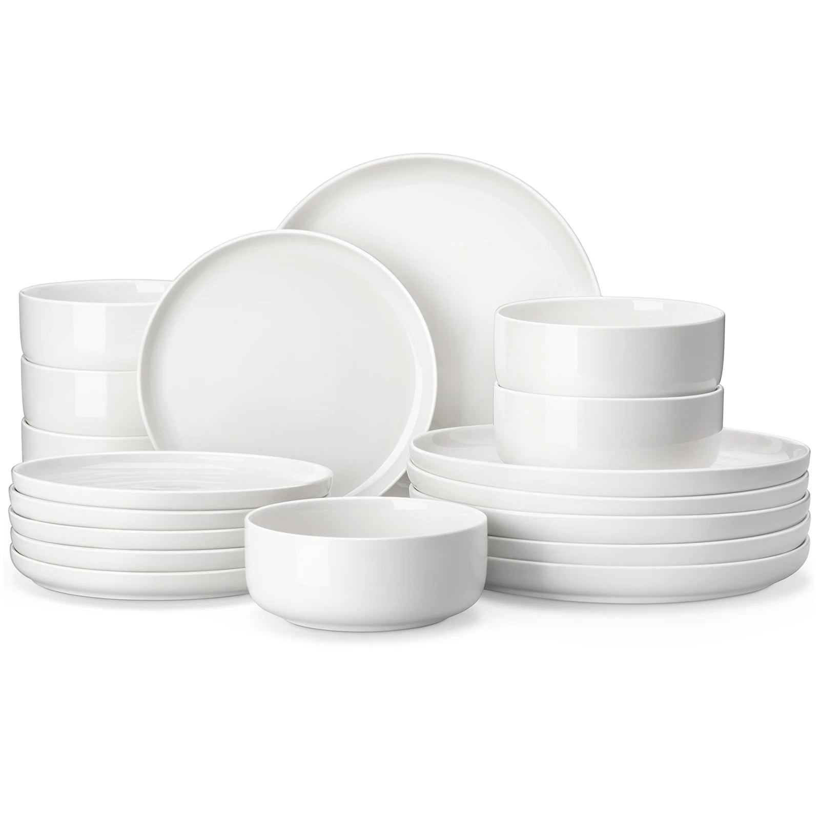 MALACASA 18/36-Piece Ceramic Plate Porcelain Dinnerware Set with 6/12 Pcs Dinner/Dessert Plates,Bowl Tableware Set for 6/12