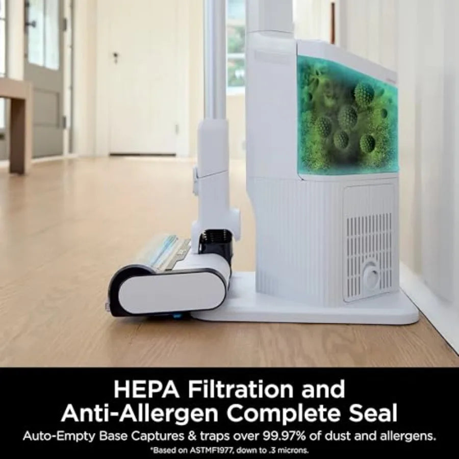 Clean and Empty Cordless Stick Vacuum Cleaner Auto-Empty System Self Cleaning Brushroll HEPA Filter Powerful Suction Compact Li
