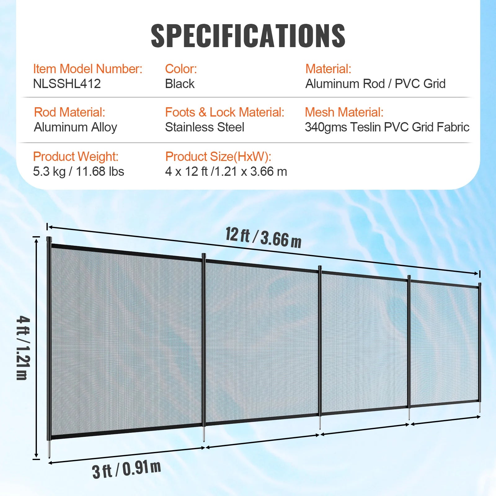 SucceBuy Pool Fence Pool Fences for Inground Pools Removable Child Safety Fencing Teslin PVC Fence Mesh Protects Kids and Pets