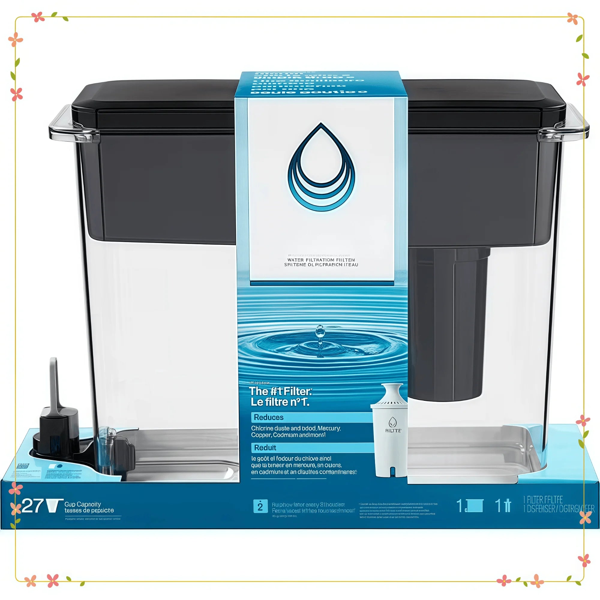 Water Filter Pitcher, 10-Cup, copper, mercury & impurities