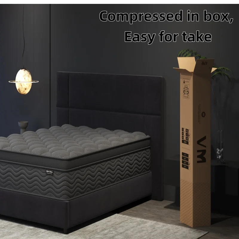 12 Inch King Mattress, Memory Foam Hybrid King Size Mattress in a Box, Pocket Springs for Pressure Relief, Medium Firm, Fiberg