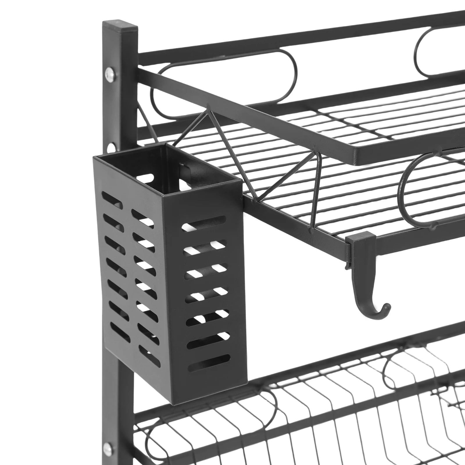 2 Tier Over Sink Dish Drying Rack,Carbon Steel Above Sink Dish Drainer Kitchen Organizer for Kitchen Counter,62/82CM