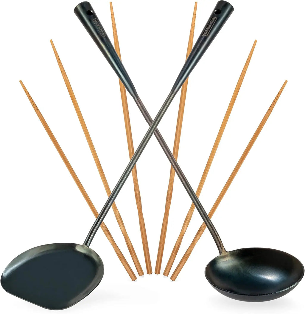 Wok Utensil Set, Steel 17-in 3 Pairs Chopsticks