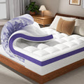 Queen Size Dual Layer Memory Foam Mattress Topper with Cooling Gel and Pillow Top, 7-Zone Egg Crate Design for Comfortable Sleep
