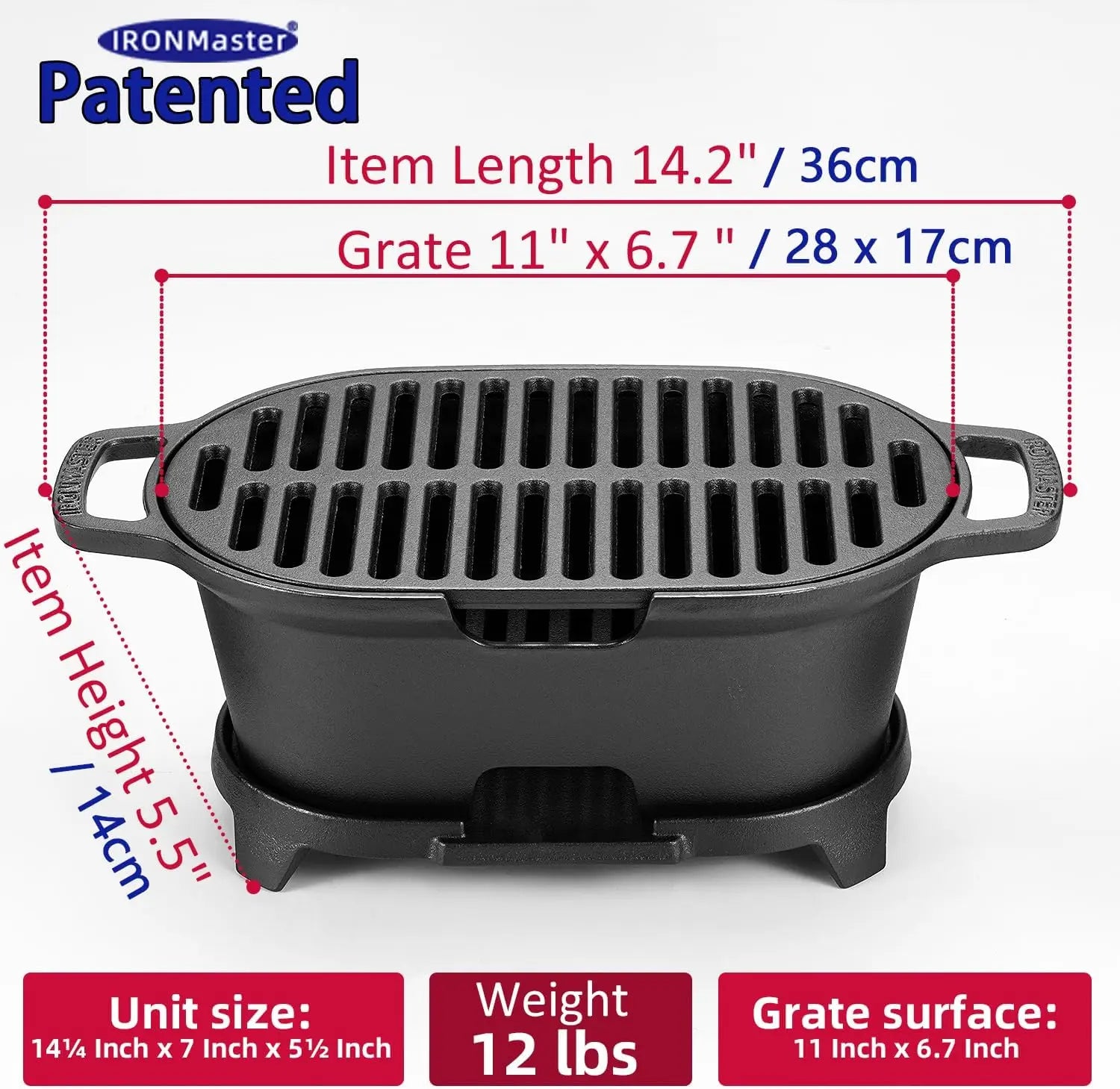 Hibachi Grill, Cast Iron Tabletop Charcoal BBQ