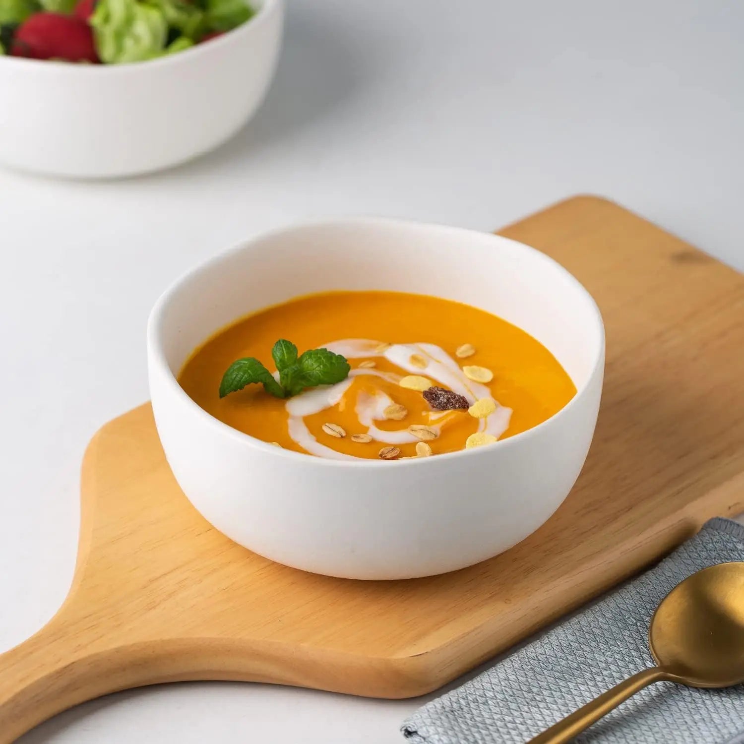 Soup Bowls, Set of 6, White Ceramic