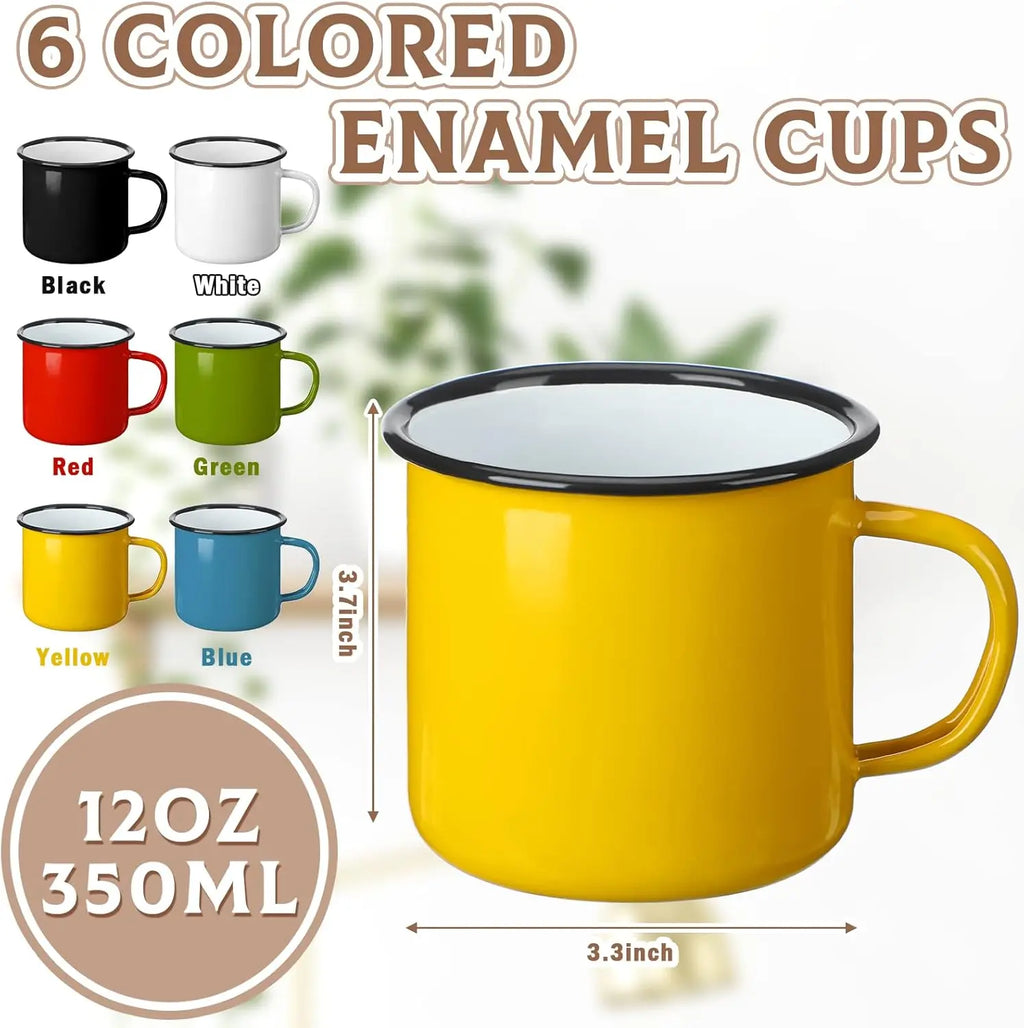 Mugs, 12-Pack Enamel Coated Metal 12 oz